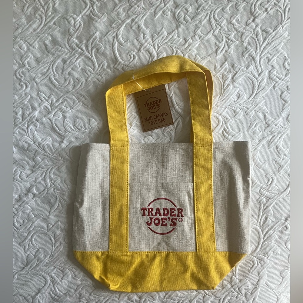 Trader Joe’s Mini Canvas Tote Bag NWT - Yellow